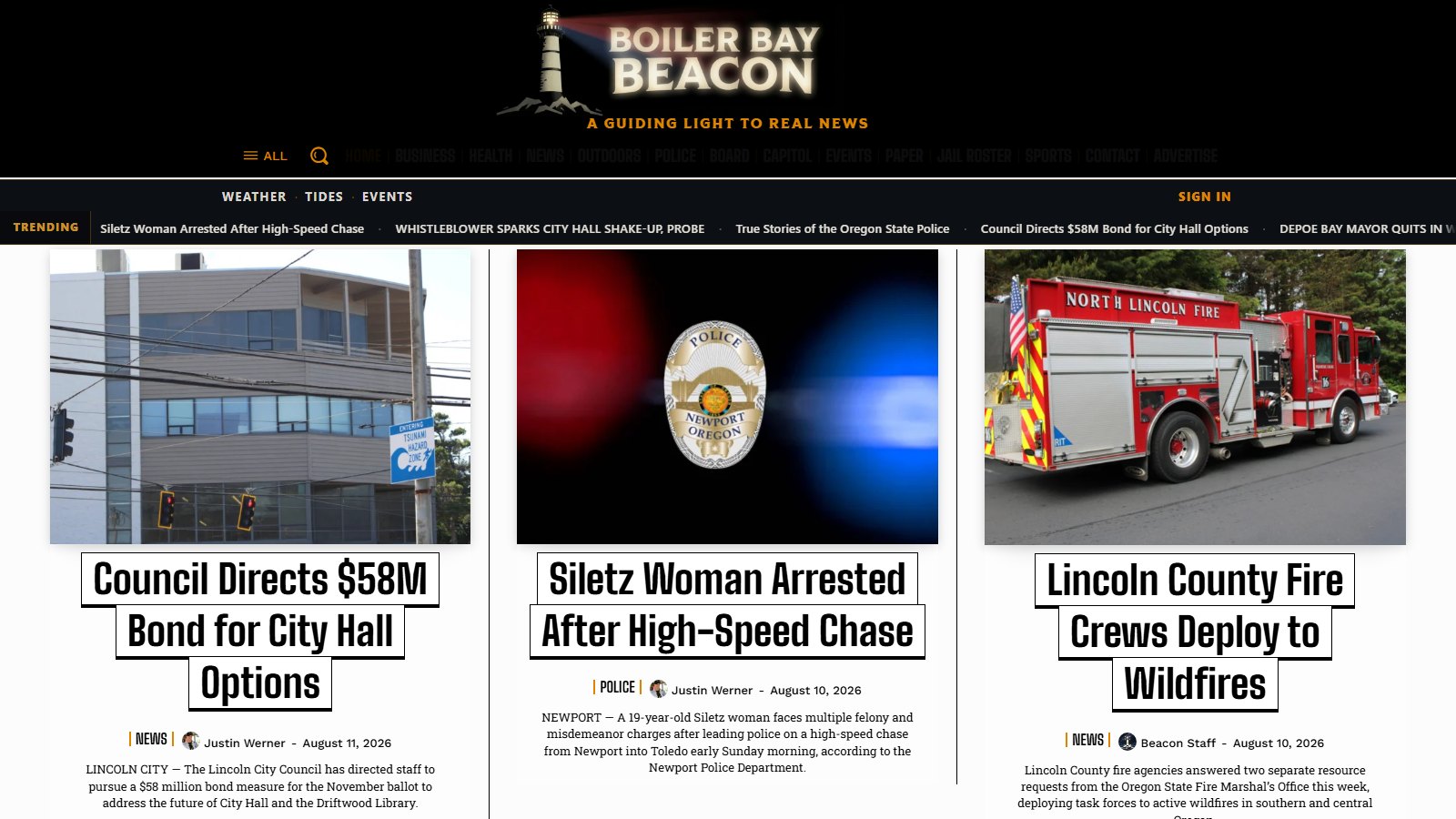 Boiler Bay Beacon homepage